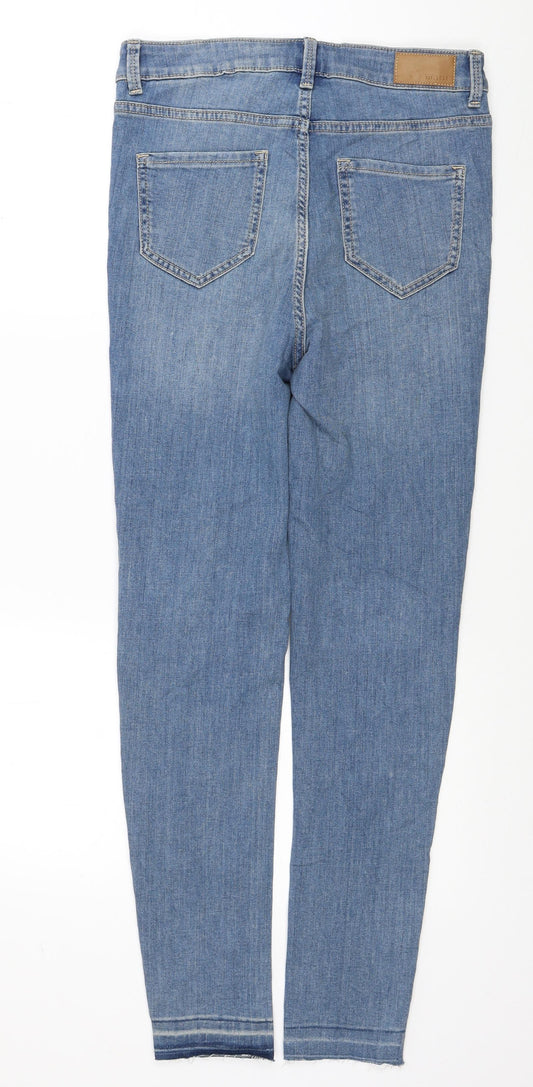 Marks and Spencer Womens Blue Cotton Skinny Jeans Size 10 L28 in Regular Button
