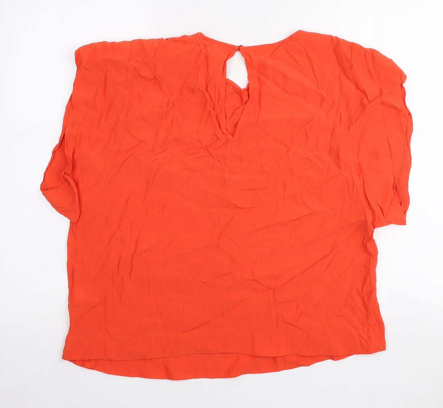 River Island Womens Orange Viscose Basic T-Shirt Size 14 Round Neck