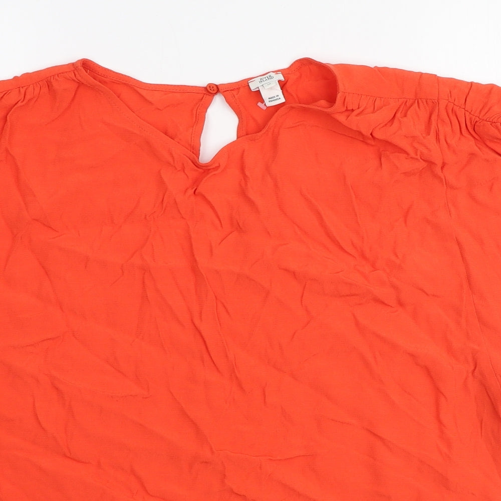 River Island Womens Orange Viscose Basic T-Shirt Size 14 Round Neck