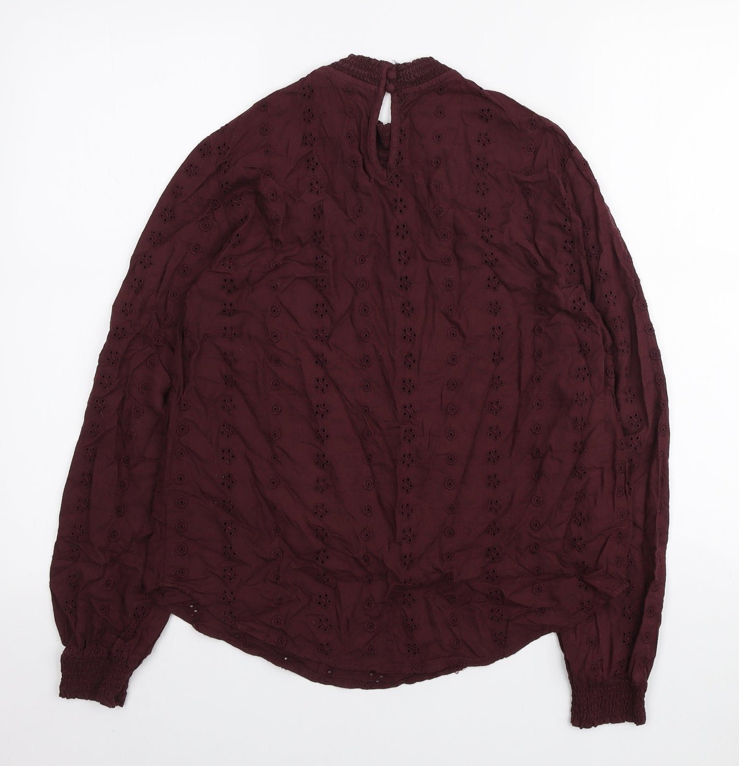 H&M Womens Purple Geometric Viscose Basic Blouse Size 10 Mock Neck