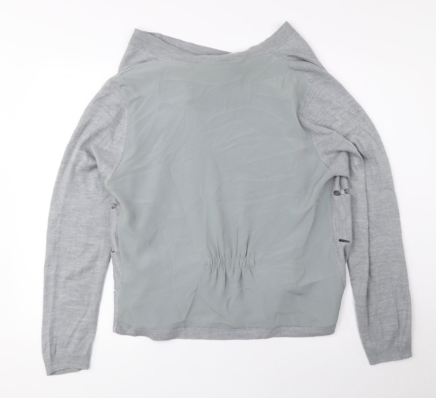 Per Una Womens Grey V-Neck Acrylic Cardigan Jumper Size 14
