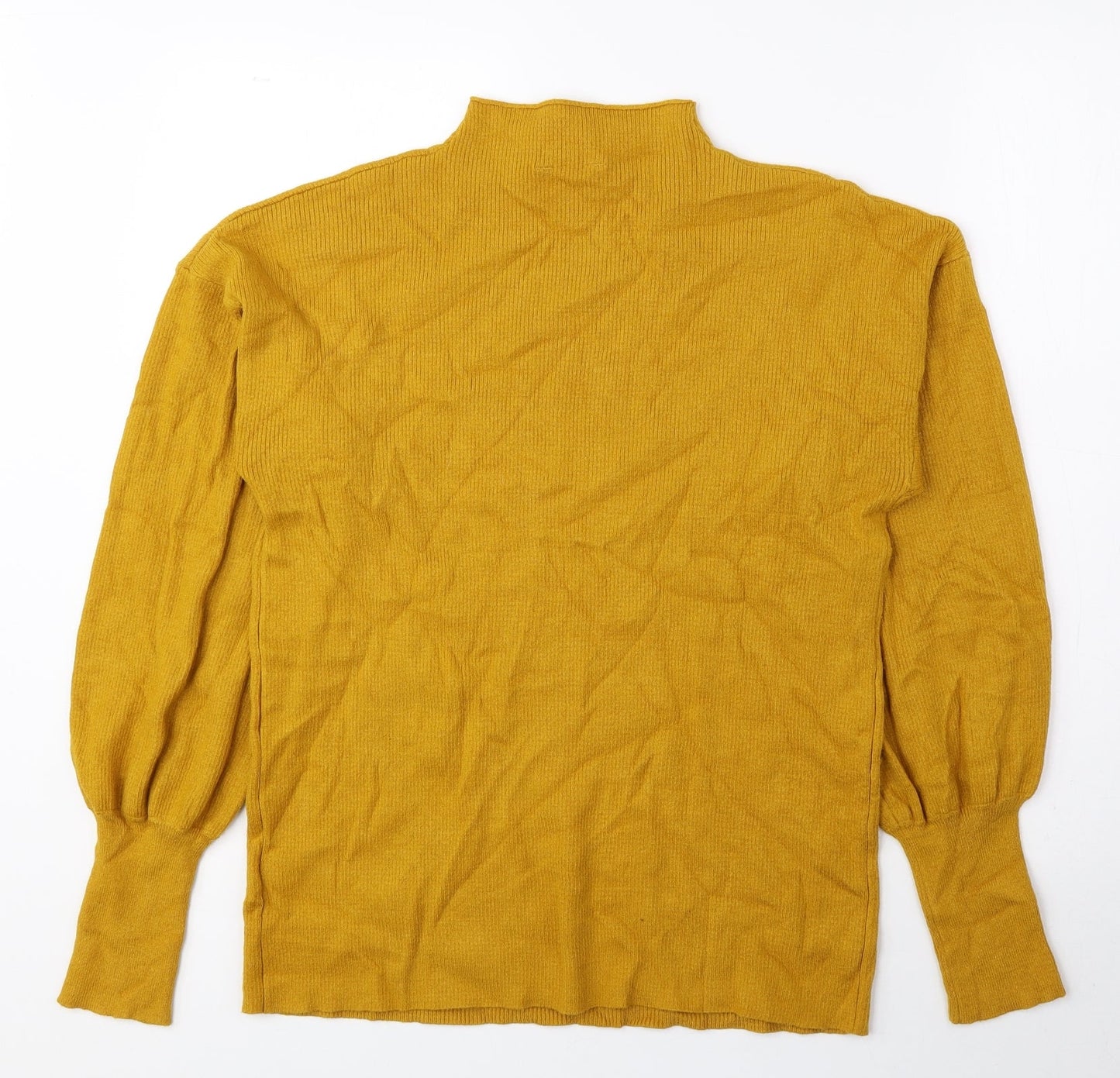 Peacocks Womens Yellow High Neck Viscose Pullover Jumper Size 14