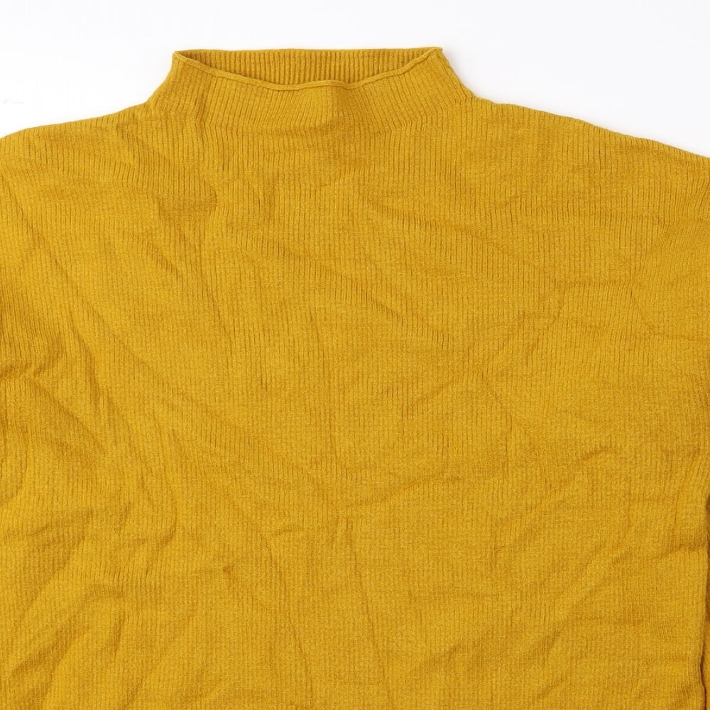Peacocks Womens Yellow High Neck Viscose Pullover Jumper Size 14