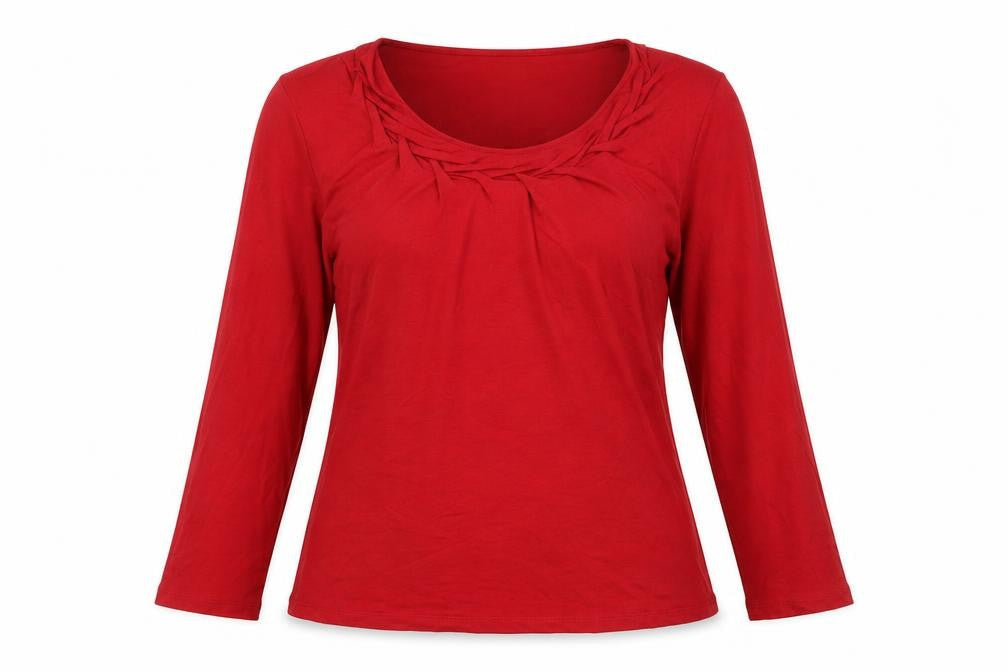 Marks and Spencer Womens Red Viscose Basic Blouse Size 10 Round Neck