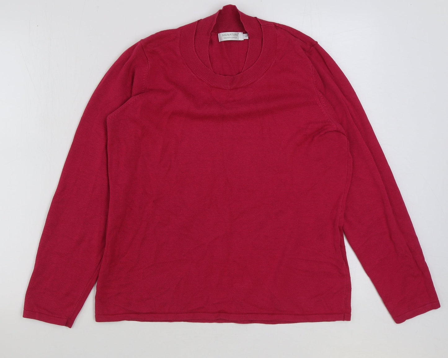 Signature Womens Pink Round Neck Cotton Pullover Jumper Size L