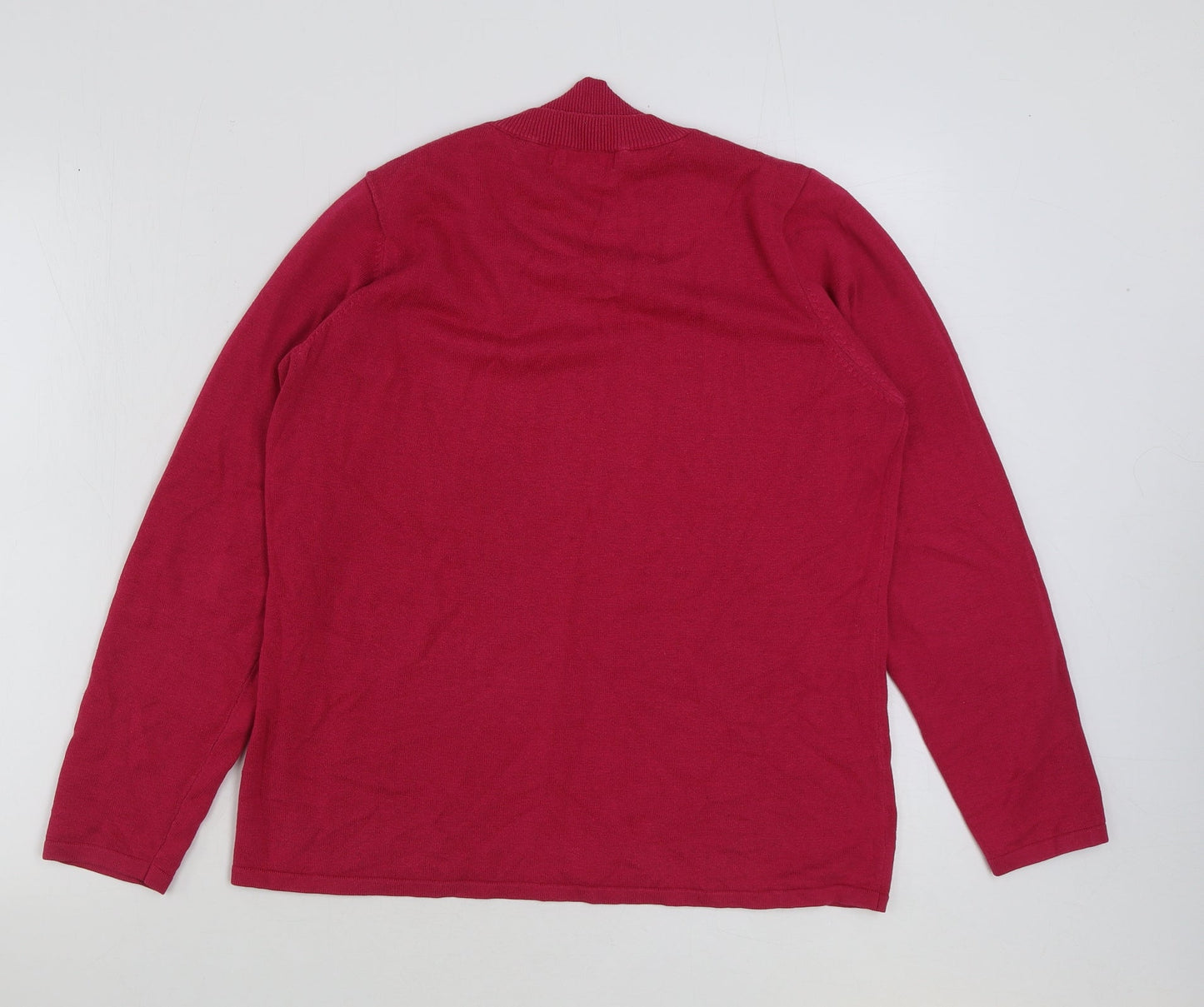 Signature Womens Pink Round Neck Cotton Pullover Jumper Size L