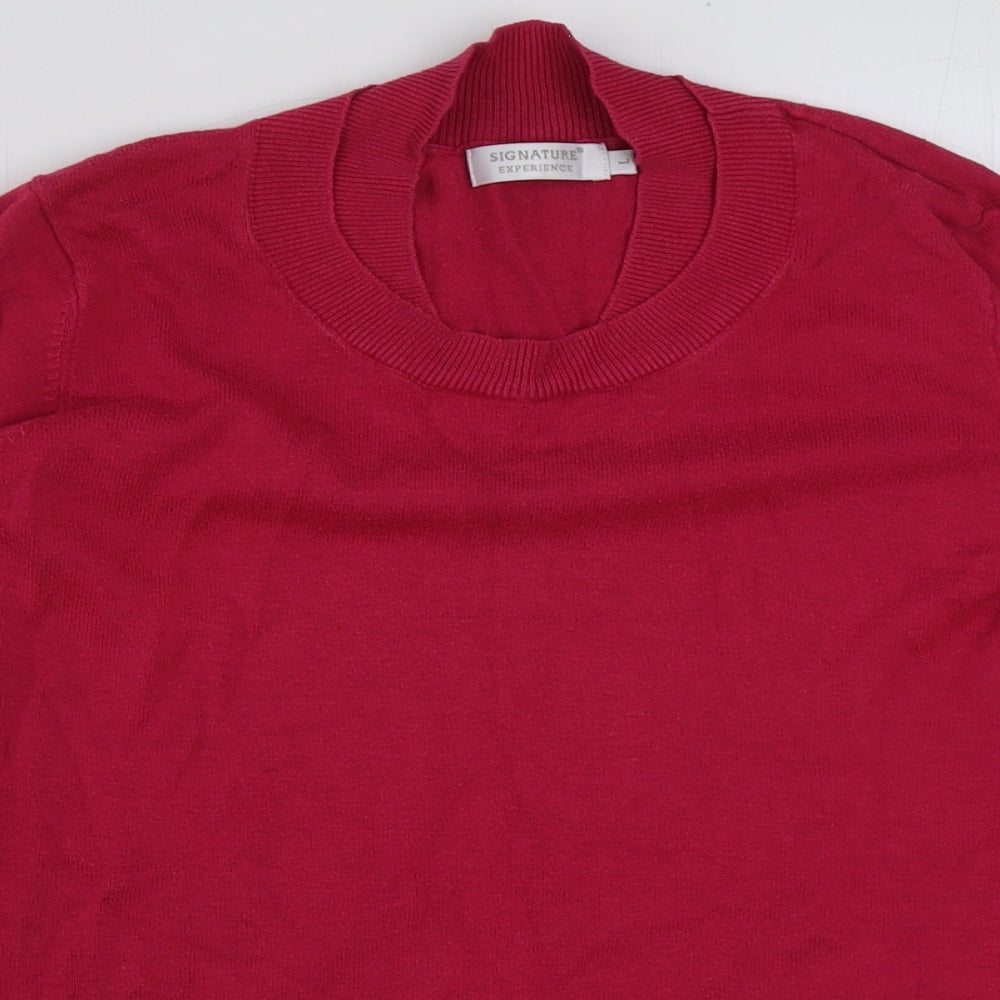 Signature Womens Pink Round Neck Cotton Pullover Jumper Size L
