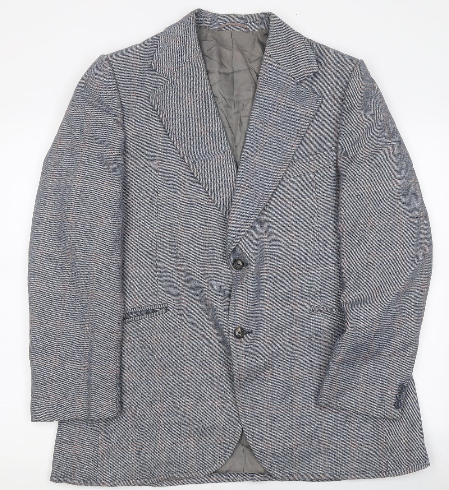John Collins Mens Blue Check Jacket Blazer Size L Button