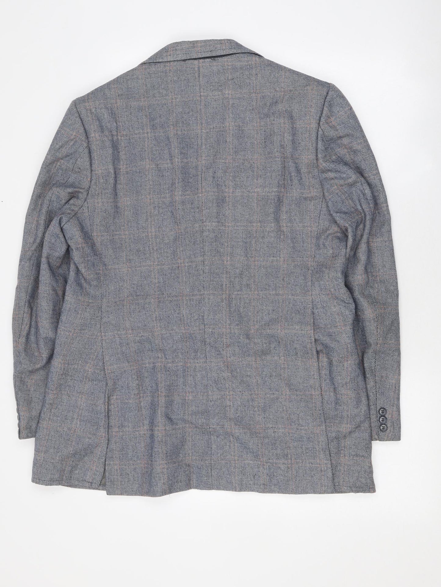 John Collins Mens Blue Check Jacket Blazer Size L Button