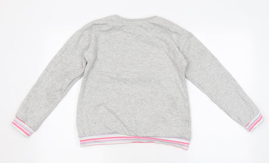 George Girls Grey Round Neck Polyester Pullover Jumper Size 10-11 Years Pullover - Nap Queen