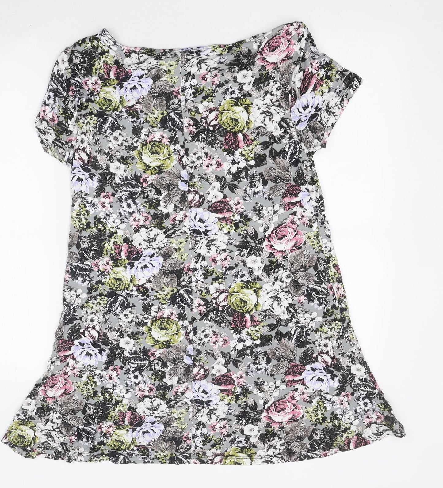 Marks and Spencer Womens Multicoloured Floral Polyester Basic Polo Size 10 Round Neck