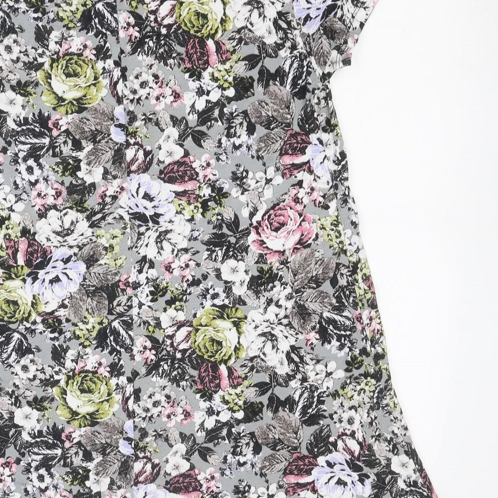 Marks and Spencer Womens Multicoloured Floral Polyester Basic Polo Size 10 Round Neck