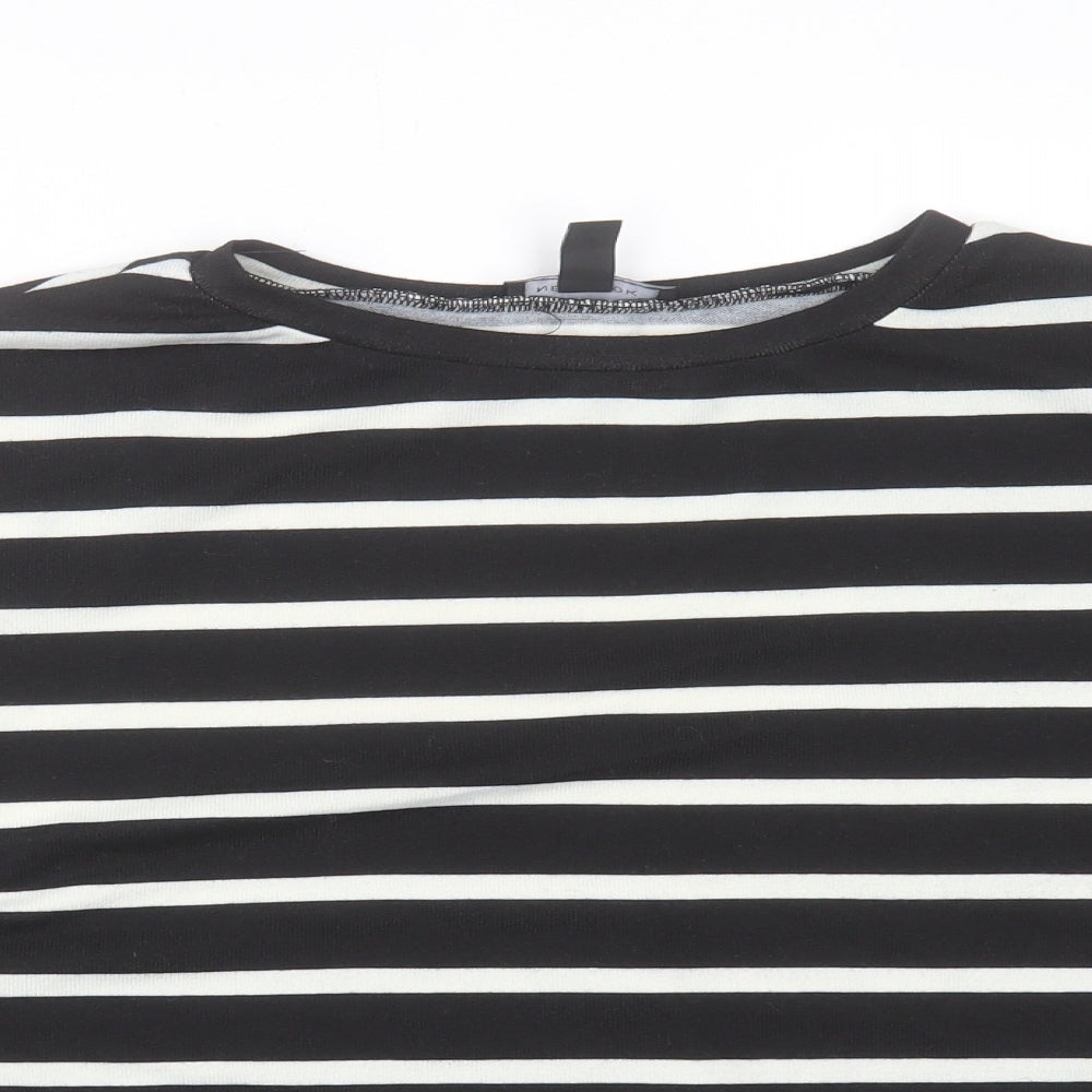New Look Womens Black Crew Neck Striped Polyester Pullover Jumper Size S