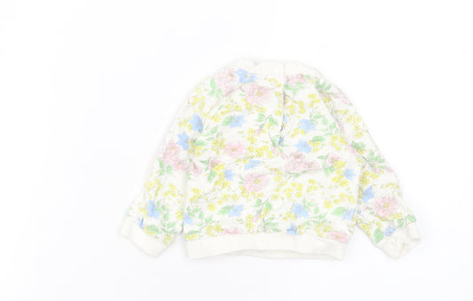 M&Co Girls Multicoloured Floral Cotton Basic Casual Size 3-6 Months Crew Neck Button