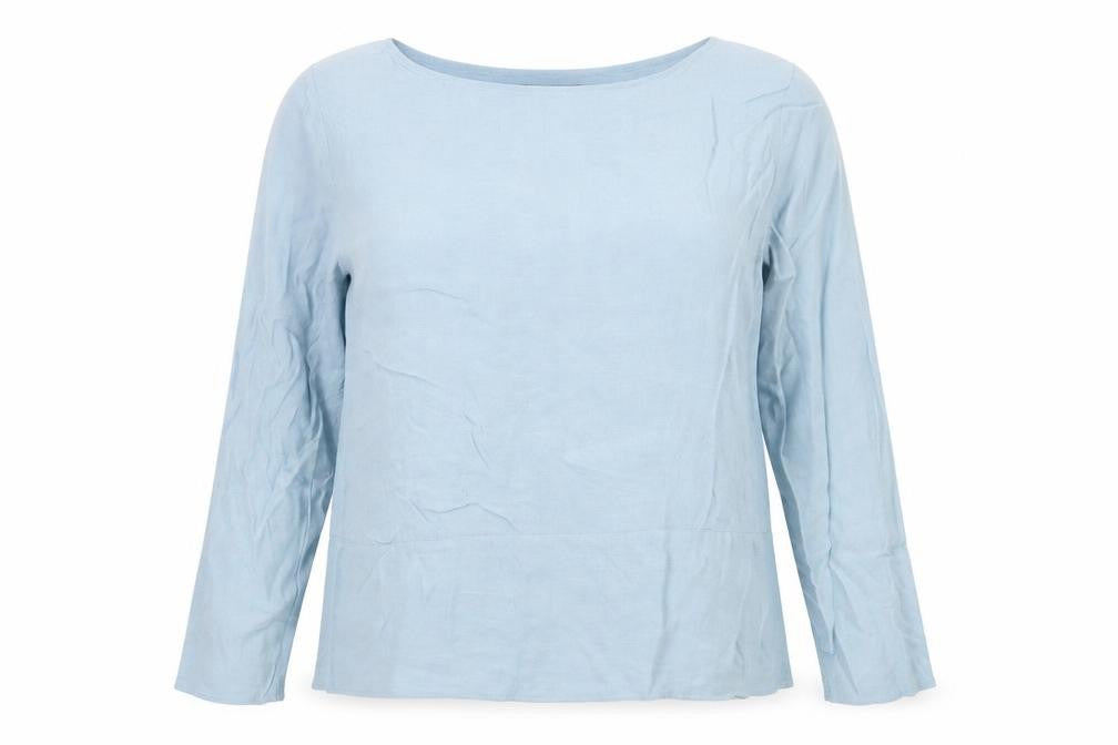 Marks and Spencer Womens Blue Viscose Basic Blouse Size 14 Boat Neck - Back Slit