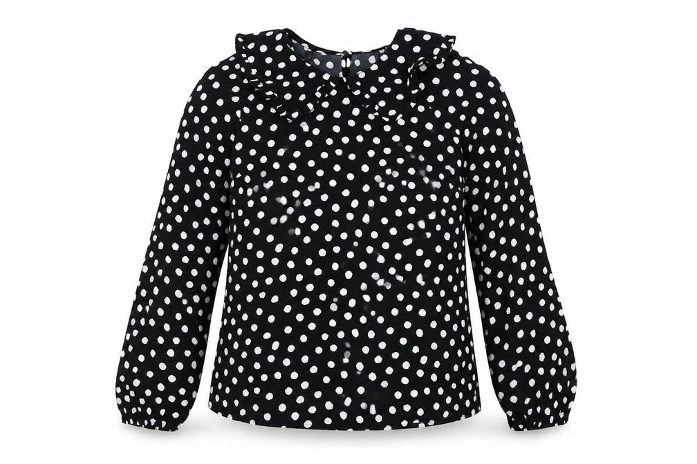 Marks and Spencer Womens Black Polka Dot Viscose Basic Blouse Size 6 Collared
