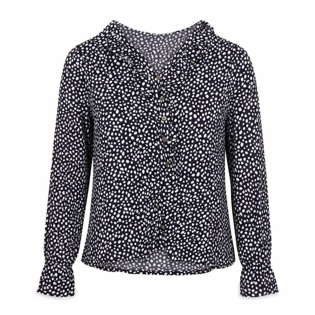 Marks and Spencer Womens Black Polka Dot Viscose Basic Blouse Size 6 V-Neck