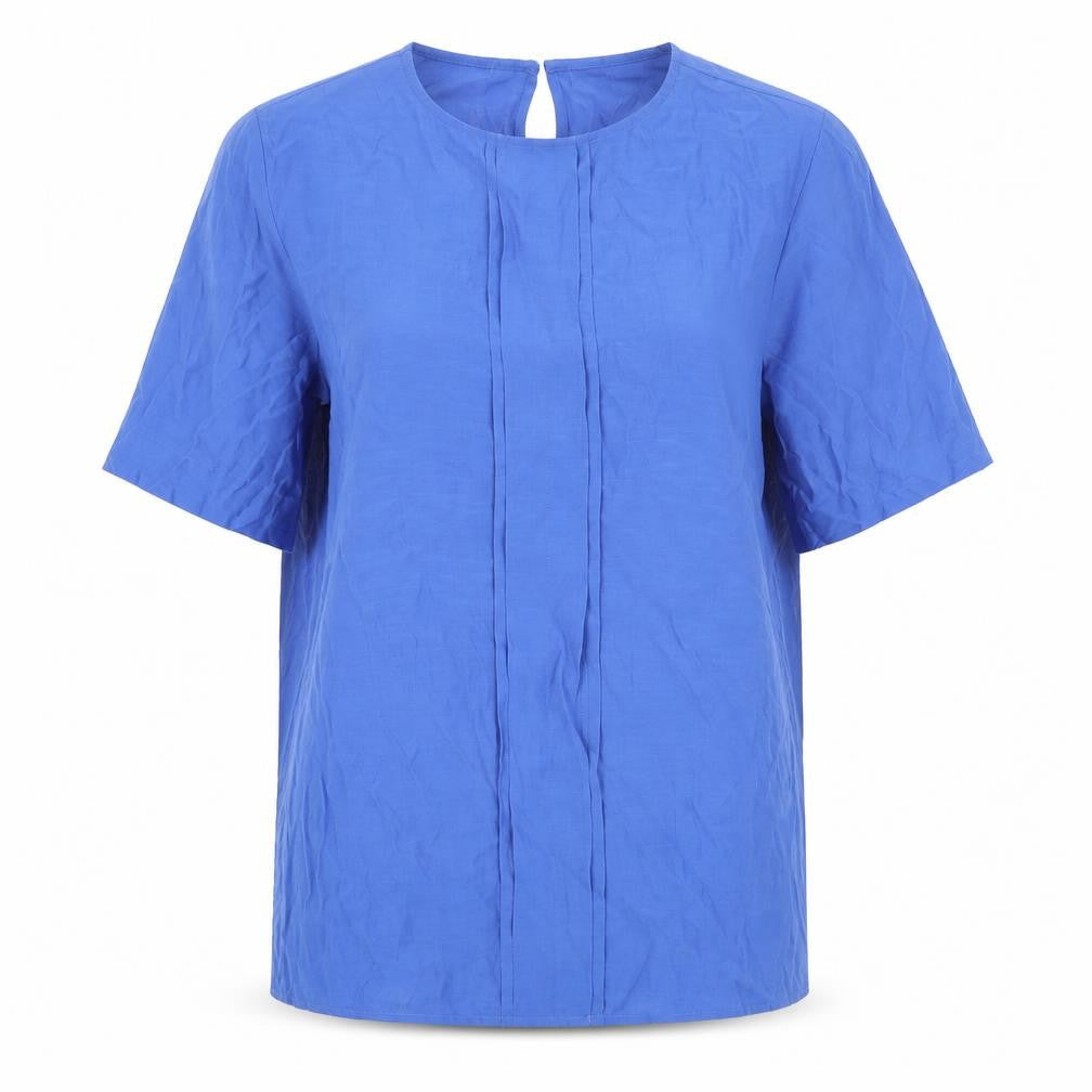 Marks and Spencer Womens Blue Viscose Basic T-Shirt Size 6 Round Neck