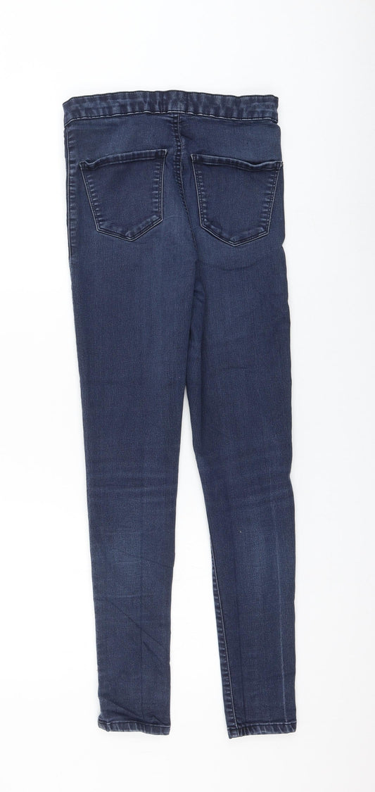 Miss Selfridge Womens Blue Polyester Skinny Jeans Size 10 L27 in Regular Zip