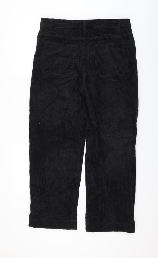 Monki Womens Black Cotton Trousers Size 12 L26 in Regular Zip