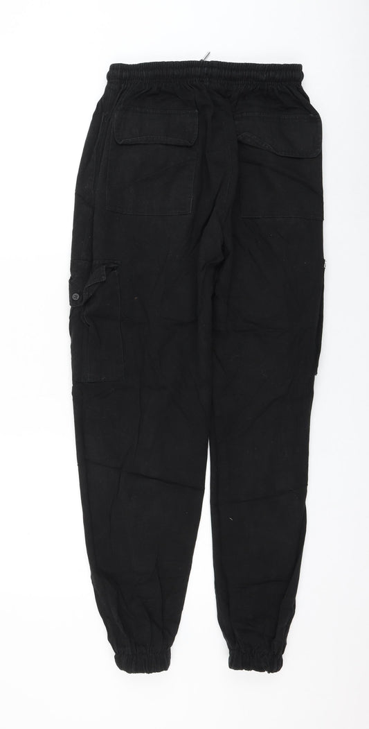 Rising Womens Black Polyester Tapered Jeans Size 8 L28 in Regular Drawstring