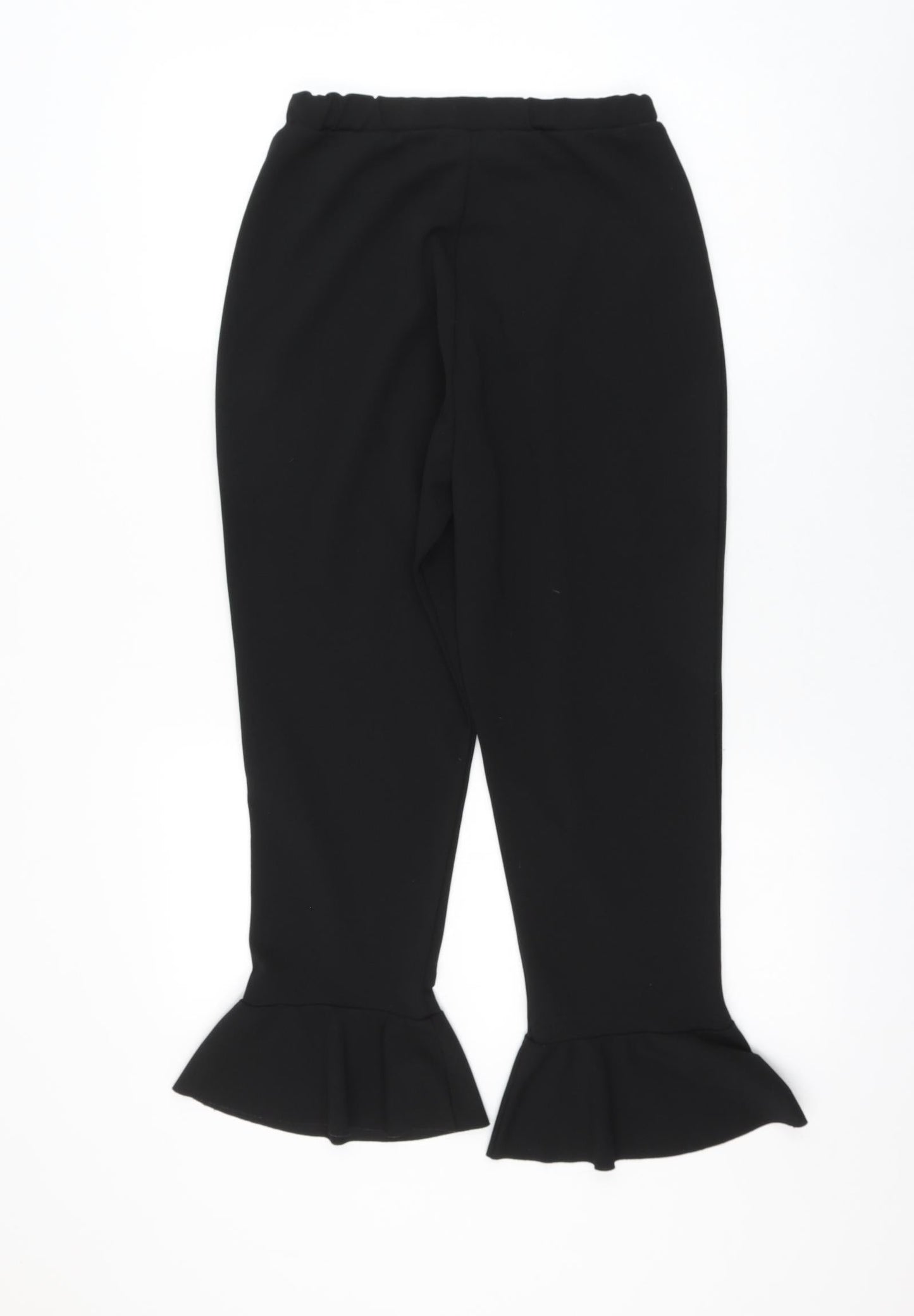 Quiz Womens Black Polyester Cropped Trousers Size 12 L24 in Regular