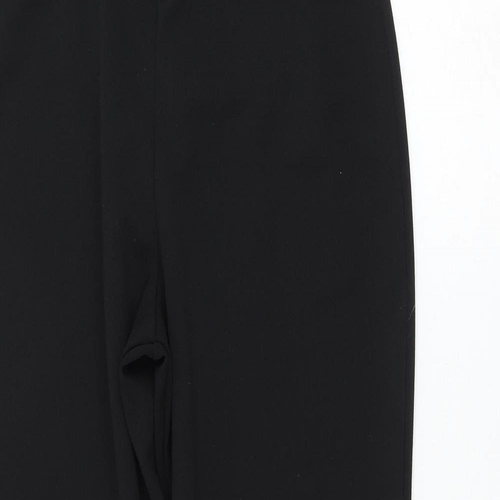 Quiz Womens Black Polyester Cropped Trousers Size 12 L24 in Regular