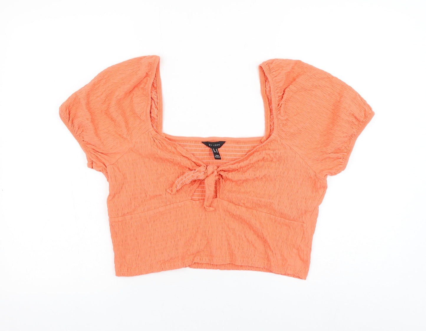 New Look Womens Pink Cotton Cropped Blouse Size 18 V-Neck - Knot Front