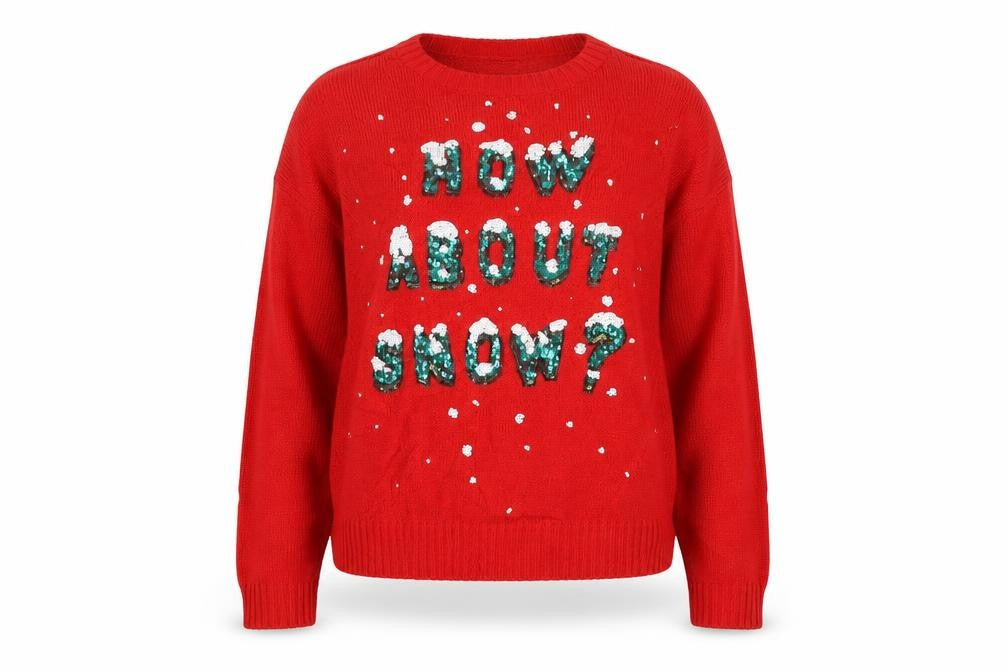 H&M Womens Red Round Neck Acrylic Pullover Jumper Size XS - How about snow?