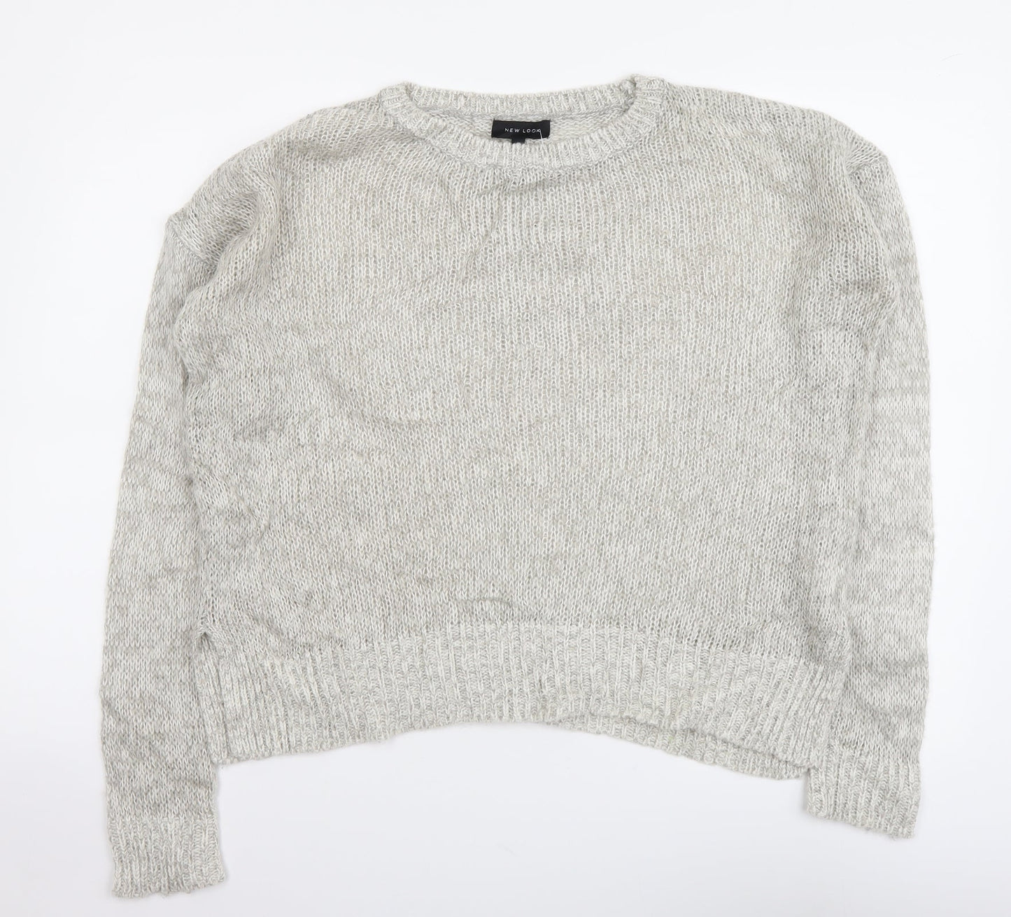New Look Womens Grey Round Neck Acrylic Pullover Jumper Size S