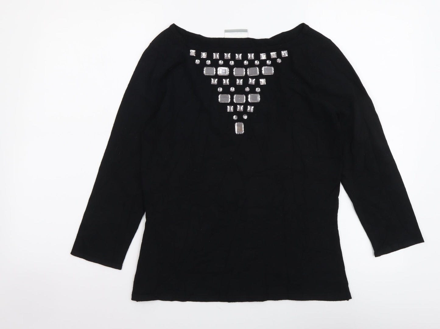 Wallis Womens Black Boat Neck Viscose Pullover Jumper Size 12