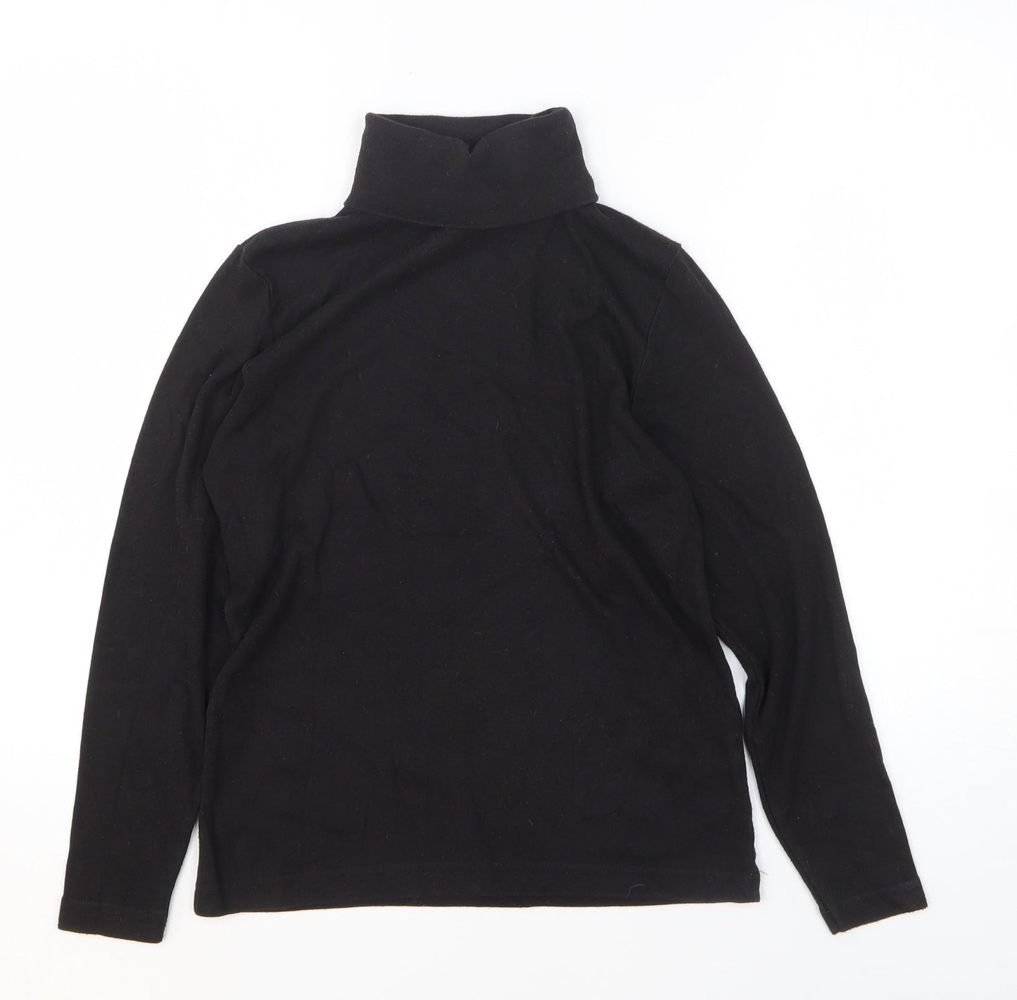 Emreco Womens Black Polyester Basic T-Shirt Size 12 Roll Neck
