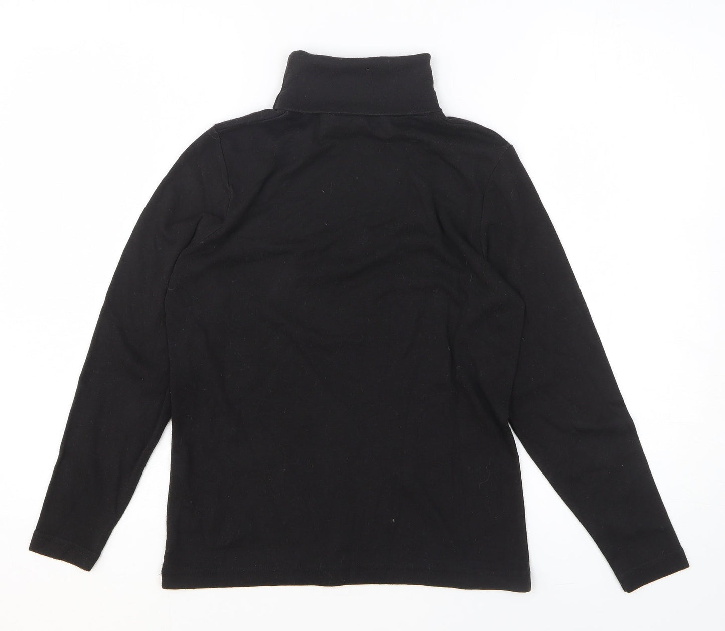 Emreco Womens Black Polyester Basic T-Shirt Size 12 Roll Neck
