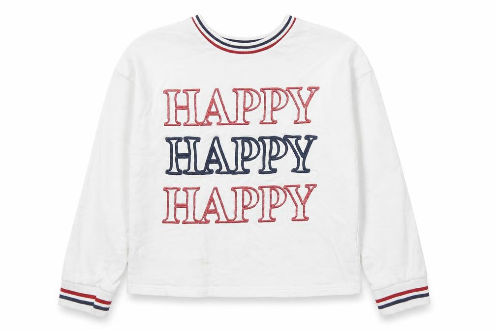 George Girls White Cotton Pullover Sweatshirt Size 9-10 Years Pullover - Happy