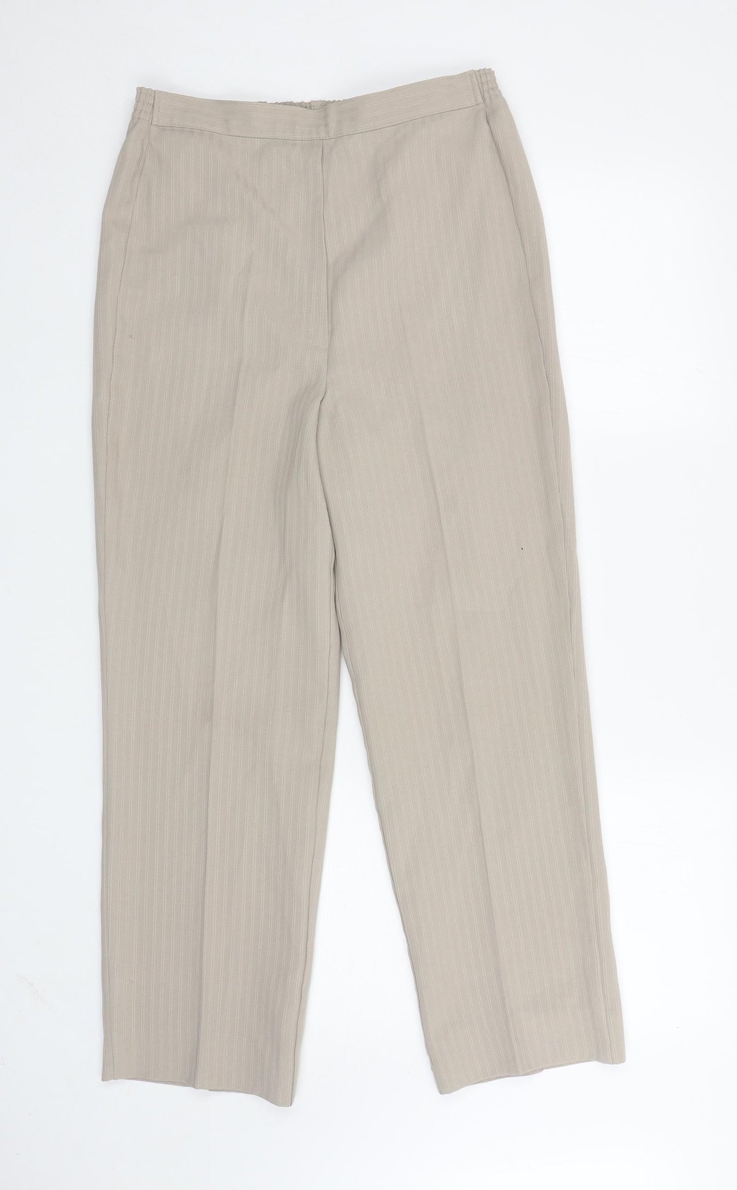 Slimma Womens Beige Polyester Carrot Trousers Size 12 L26.5 in Regular