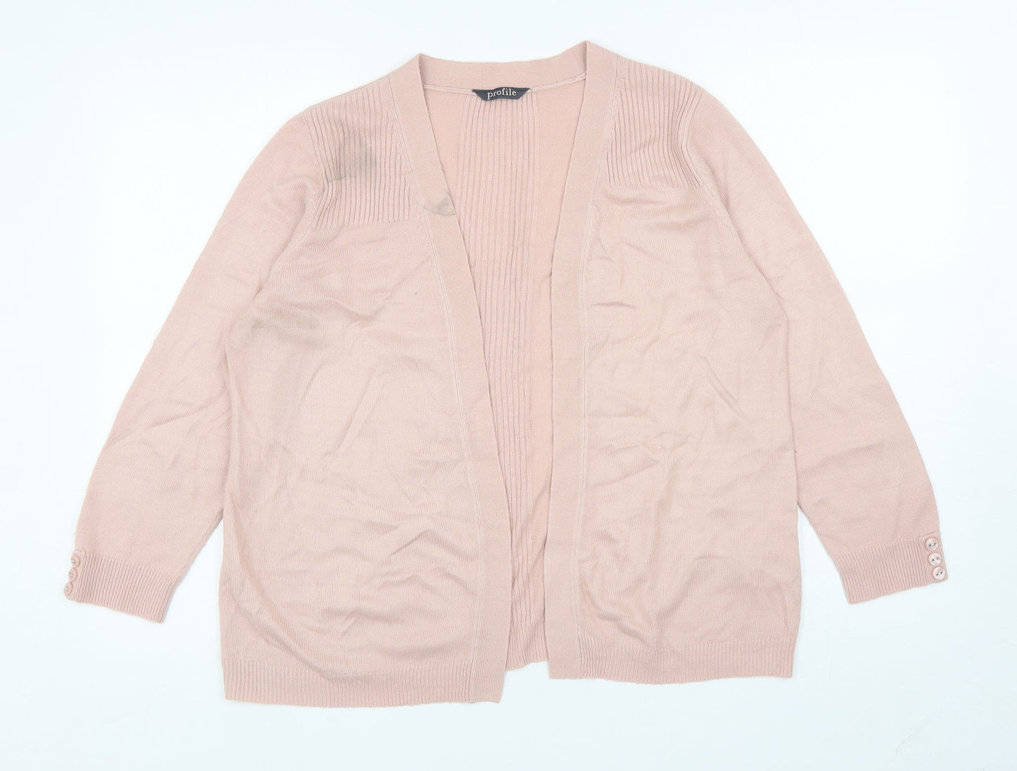 BHS Womens Pink V-Neck Acrylic Cardigan Jumper Size 12