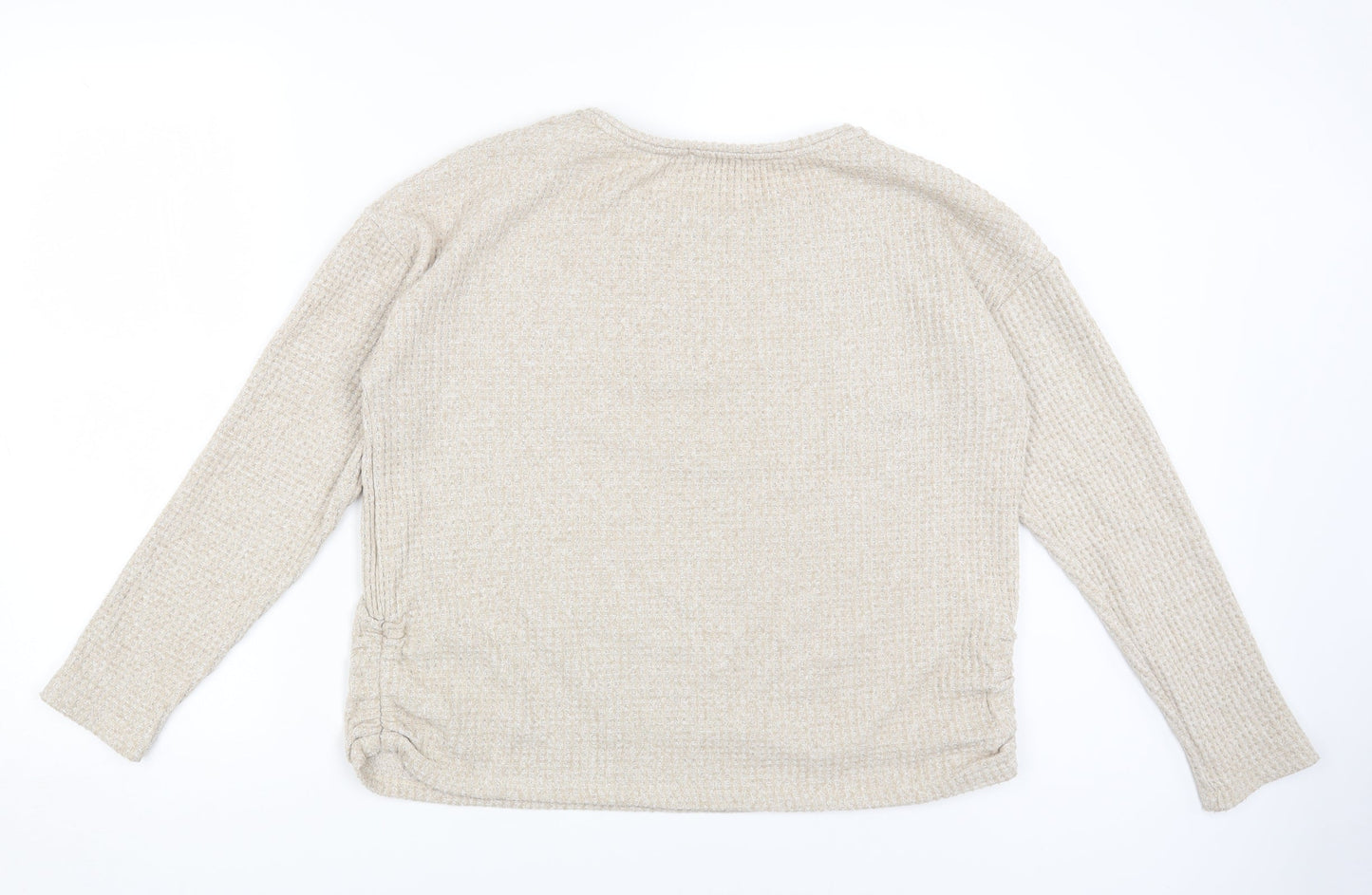 Papaya Womens Beige Round Neck Polyester Pullover Jumper Size M