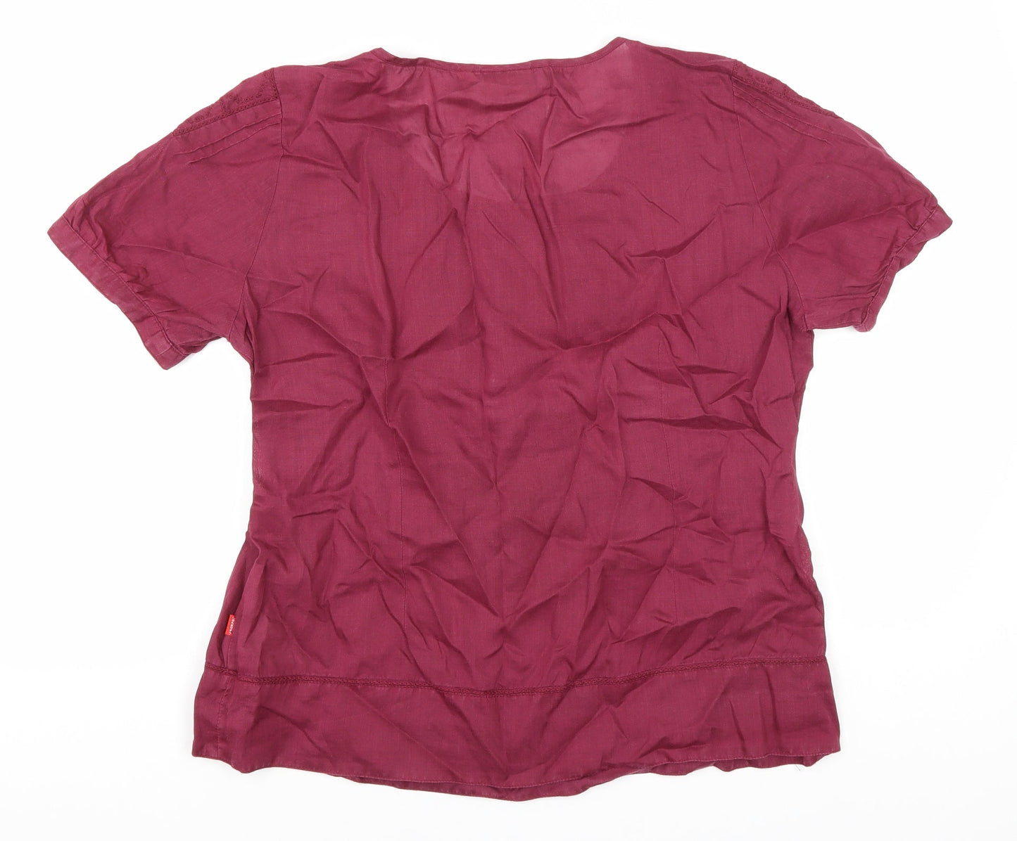 Jackpot Womens Purple Ramie Basic Blouse Size 14 Scoop Neck