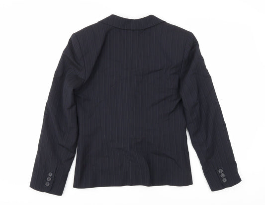 Wardrobes Womens Black Striped Polyester Jacket Blazer Size 8