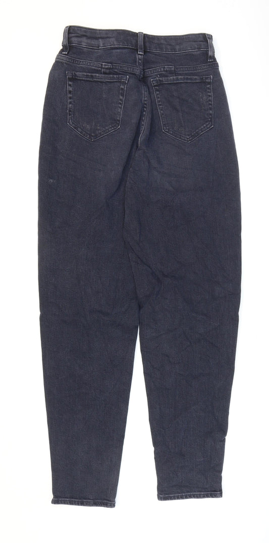 Marks and Spencer Womens Blue Cotton Mom Jeans Size 6 L28 in Regular Zip