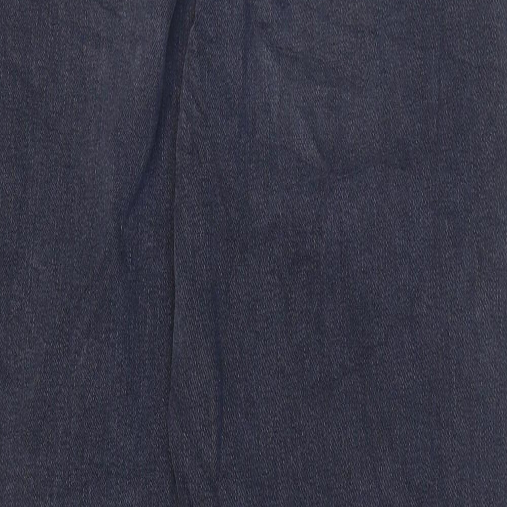 Marks and Spencer Womens Blue Cotton Mom Jeans Size 6 L28 in Regular Zip