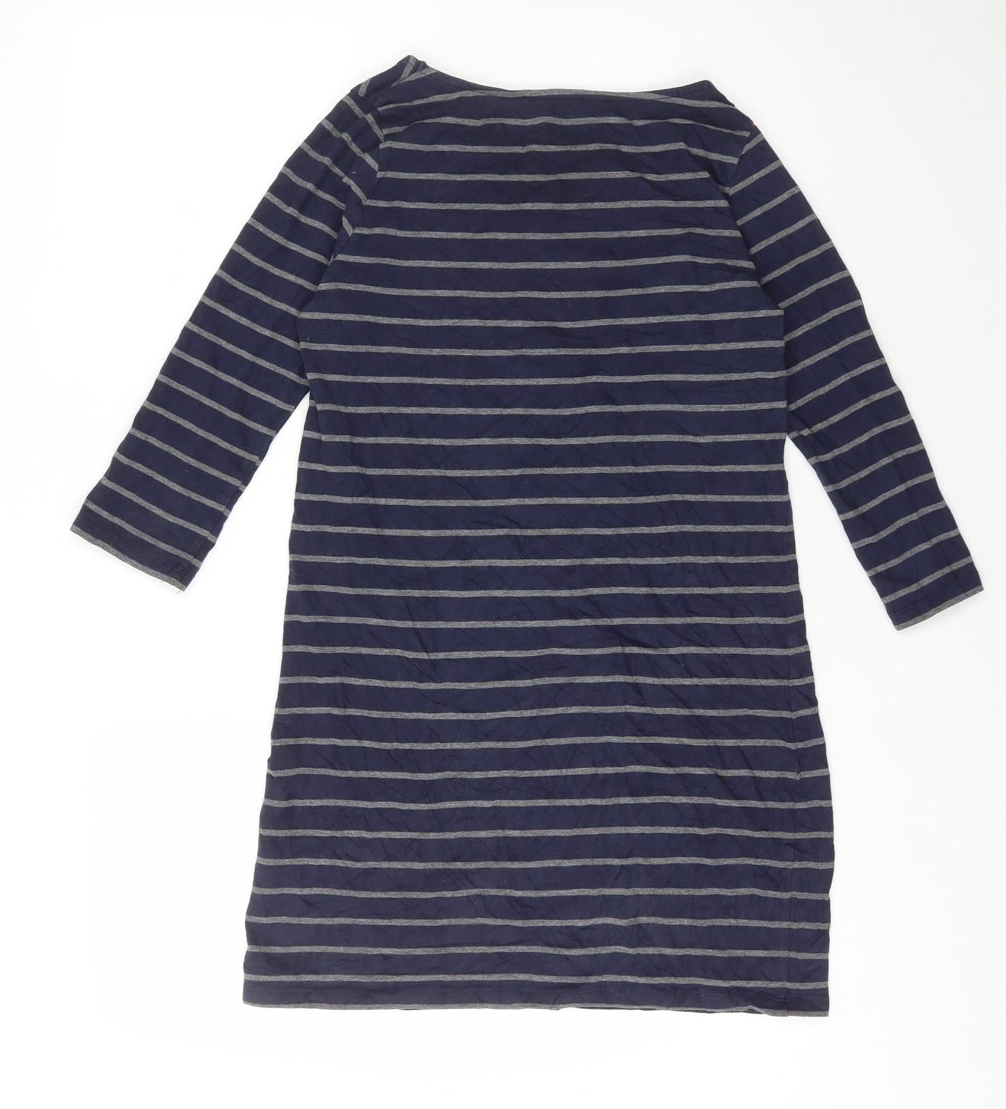 Dorothy Perkins Womens Blue Striped Cotton Bodycon Size 10 Round Neck Pullover