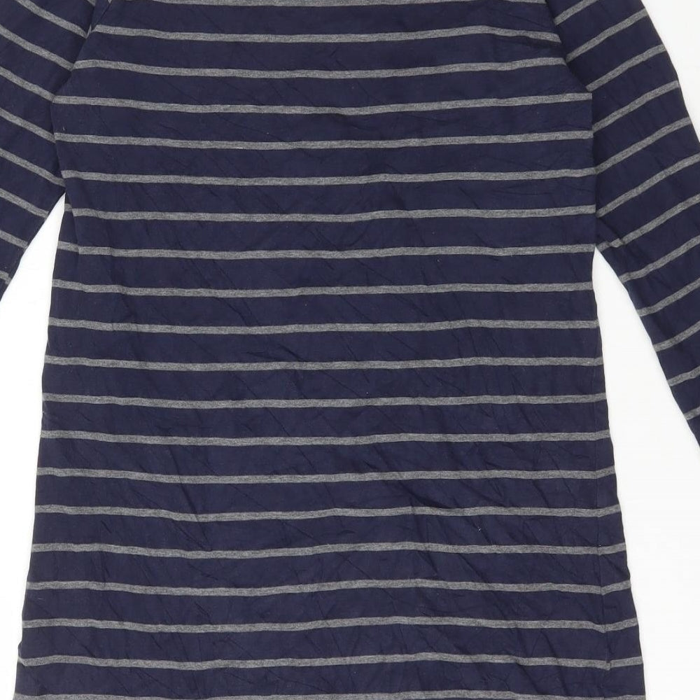 Dorothy Perkins Womens Blue Striped Cotton Bodycon Size 10 Round Neck Pullover