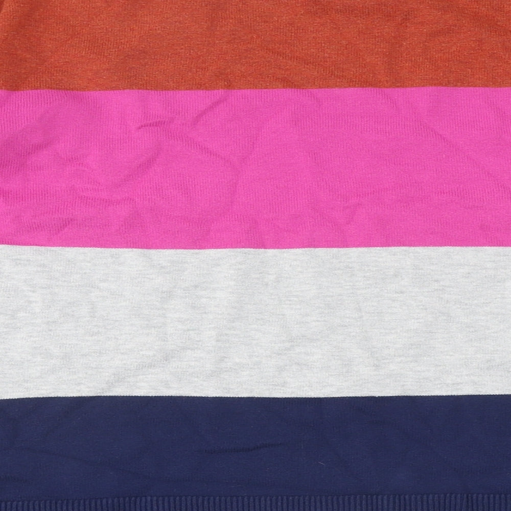 Lands' End Mens Multicoloured Striped Polyester Button-Up Size S Round Neck