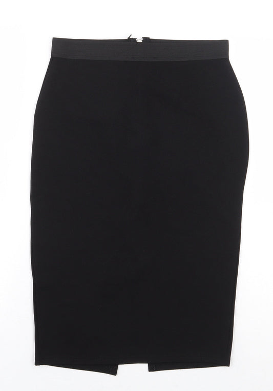 Select Womens Black Polyester Straight & Pencil Skirt Size 6 Zip - Front Slit