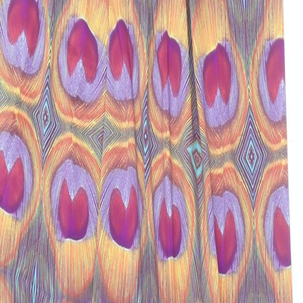 viz Womens Multicoloured Geometric Nylon A-Line Size L V-Neck Pullover