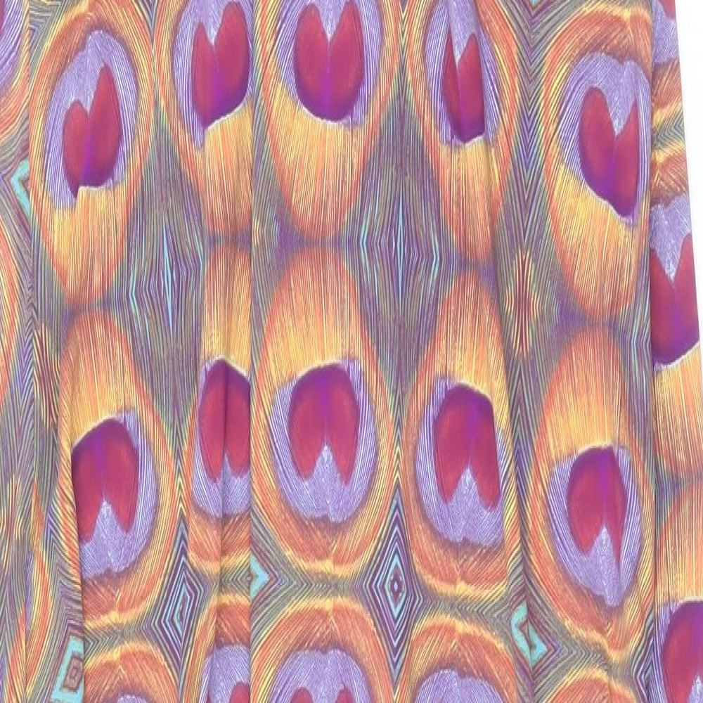 viz Womens Multicoloured Geometric Nylon A-Line Size L V-Neck Pullover