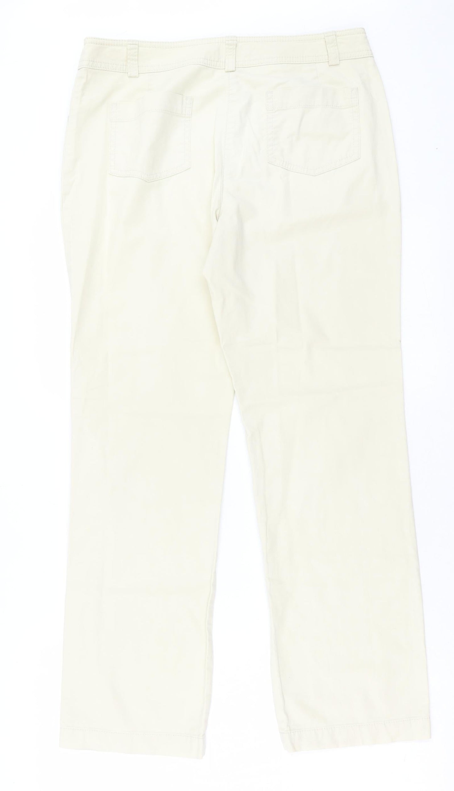 Marks and Spencer Womens Ivory Polyester Trousers Size 12 L29 in Regular Button