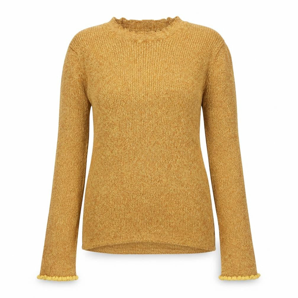 Topshop Womens Yellow Round Neck Viscose Pullover Jumper Size 16