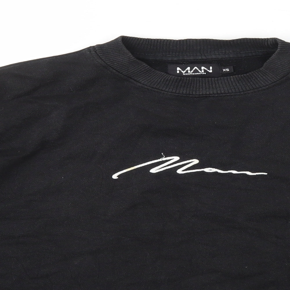 Boohoo Mens Black Cotton Pullover Sweatshirt Size XS